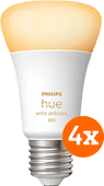 Philips Hue White Ambiance E27 800lm 4-pack Smart lamp met E27 fitting