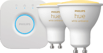 Coolblue Philips Hue White Ambiance GU10 Duo pack + Hue Bridge aanbieding