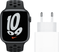 Apple Watch Nike Series 7 45mm Middernacht Aluminium Sportband + Apple Usb C Oplader 20W Apple Watch Nike