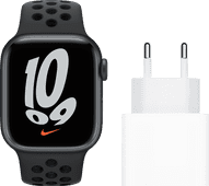Apple Watch Nike Series 7 4G 41mm Middernacht Zwarte Sportband + Apple Usb C Oplader 20W Apple Watch Nike