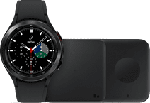 Coolblue Samsung Galaxy Watch4 Classic 46 mm Zwart + Draadloze Oplader DUO Pad 9W Zwart aanbieding