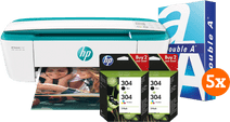 HP Deskjet 3762 + 2 sets extra inkt + 2500 vellen A4 papier Basis printer voor thuis