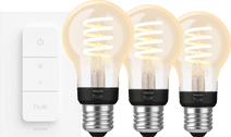 Philips Hue Filament White Ambiance Standaard 3-pack + dimmer Philips Hue Filament lamp