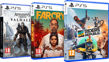 Coolblue Riders Republic PS5 + Far Cry 6 PS5 + Assassin's Creed Valhalla PS5 aanbieding