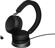 Jabra Evolve2 75 USB C Draadloze Office Headset met oplaadstandaard Zwart Office headset met Unified Communications