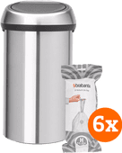 Brabantia Touch Bin 60L Matte Steel + Trash Bags (120 units) Brabantia Touch Bin 60L trash can