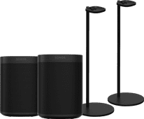Coolblue Sonos One Duopack + Sonos Speaker Standaard Paar Zwart aanbieding