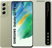 Coolblue Samsung Galaxy S21 FE 128GB Groen 5G + Samsung Clear View Book Case Groen aanbieding