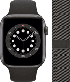 Apple Watch Series 6 44mm Space Gray Aluminium Zwarte Sportband + Milanees Grafiet Apple Watch 44 mm