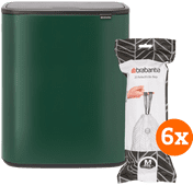 Brabantia Bo Touch Bin 60L Pine Green + Trash Bags (120 units) Touch trash can