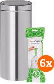 Brabantia Touch Bin 30L Matte Steel Fingerprint-proof + Trash Bags (120 units) Touch trash can