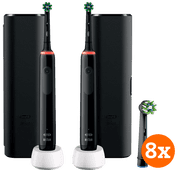 Oral-B Pro 3 3500 Zwart Duo Pack + CrossAction opzetborstels (8 stuks) Elektrische tandenborstel met druksensor
