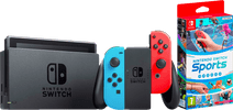 Coolblue Nintendo Switch Rood/Blauw + Nintendo Switch Sports aanbieding