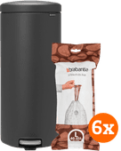 Brabantia NewIcon Pedaalemmer 30 Liter Infinite Grey + Vuilniszakken (120 stuks) 30 liter prullenbak