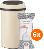 Brabantia Touch Bin 60L Soft Beige + Trash Bags (120 units) Touch trash can