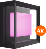 Philips Hue Econic muurlamp White and Color Zwart modern 4-pack Philips Hue sets en bundel