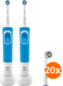 Coolblue Oral-B Vitality 100 Blauw Duopack + CrossAction opzetborstels (20 stuks) aanbieding