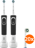 Coolblue Oral-B Vitality 100 Black Duo Pack + CrossAction opzetborstels (20 stuks) aanbieding