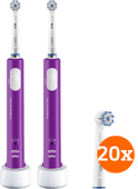 Coolblue Oral-B Junior 6+ paars Duo Pack + Sensitive Clean Opzetborstels (20 stuks) aanbieding