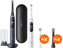 Coolblue Oral-B iO - 8n Wit en Zwart Duo Pack + iO Ultimate Clean opzetborstels (8 stuks) aanbieding