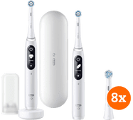 Coolblue Oral-B iO - 7n Wit Duo Pack + iO Ultimate Clean opzetborstels (8 stuks) aanbieding