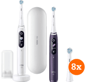 Coolblue Oral-B iO - 8n Wit en Paars Duo Pack + iO Ultimate Clean opzetborstels (8 stuks) aanbieding