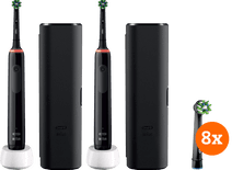 Coolblue Oral-B Pro 3 3500 Zwart Duo Pack + CrossAction opzetborstels (8 stuks) aanbieding