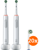 Coolblue Oral-B Pro 3 3000 Wit Duo Pack + CrossAction opzetborstels (20 stuks) aanbieding