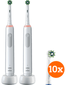 Coolblue Oral-B Pro 3 3000 Duo Pack Wit + CrossAction opzetborstels (10 stuks) aanbieding