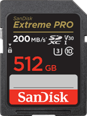 SanDisk SDXC Extreme Pro 512GB 200mb/s Sandisk SD kaart