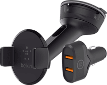 Belkin Telefoonhouder Auto Dashboard/Voorruit + BlueBuilt Autolader Quick Charge 18W Telefoonhouder voor op je dashboard