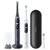 Coolblue Oral-B iO Series 8 Zwart en Wit Duo Pack met extra opzetborstel aanbieding