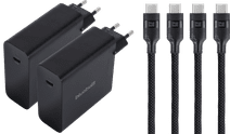 BlueBuilt 140W GaN USB-C Charger Black + USB-C cable 240W 2m Nylon Black Duo Pack MacBook charger