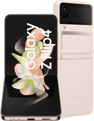 Coolblue Samsung Galaxy Z Flip 4 128GB Roze Goud 5G + Back Cover Leer Roze aanbieding