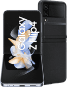 Coolblue Samsung Galaxy Z Flip 4 128GB Blauw 5G + Back Cover Leer Zwart aanbieding
