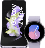 Coolblue Samsung Galaxy Z Flip 4 256GB Paars 5G + Samsung Galaxy Watch 5 Zilver 40mm aanbieding