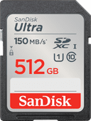 SanDisk SDXC Ultra 512GB 150mb/s Sandisk SD kaart