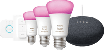 Philips Hue White and Color Starter Pack E27 3-pack + Dimmer + Bridge + Google Nest Mini White and Color smart light