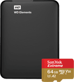 WD Elements Portable 5TB + SanDisk MicroSDXC Extreme 64GB Externe HDD bundel