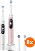Coolblue Oral-B iO 6n Wit en Lichtroze Duopack + opzetborstels (8 stuks) aanbieding