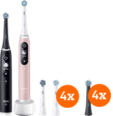 Oral-B iO 6n Zwart en Lichtroze Duopack + opzetborstels (8 stuks) Oral B smart elektrische tandenborstel met app