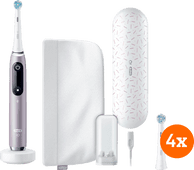 Oral-B iO 9n Rozenkwarts + iO Ultimate Clean opzetborstels (4 stuks) Oral B elektrische tandenborstel voor gevoelige tanden