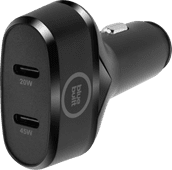 BlueBuilt Power Delivery Autolader met 2 Usb C Poorten 45W Zwart Autolader met snelladen