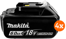 Makita BL1860B LXT 18V 6,0 Ah accu 4-pack Accu voor Makita gereedschap