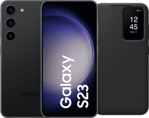 Coolblue Samsung Galaxy S23 256GB Zwart 5G + Clear View Book Case Zwart aanbieding