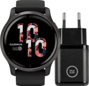 Garmin Venu 2 Black + BlueBuilt Charger Running watch with music player