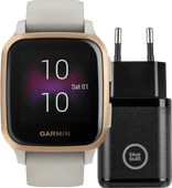 Garmin Venu Sq Music Gold/Beige + BlueBuilt Charger Running watch with music player