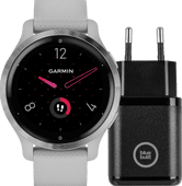 Garmin Venu 2S Silver + BlueBuilt Charger Running watch with music player