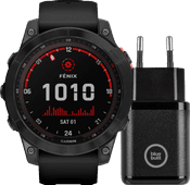 Garmin Fenix 7 Solar Zwart 47mm + BlueBuilt Oplader Heren smartwatch