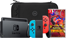 Coolblue Nintendo Switch Rood/Blauw + Pokemon Scarlet + Bluebuilt Beschermhoes aanbieding